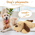 Morismos Giant Dog Stuffed Animals 40', Large Dog Puppy Plush, 40 Inch Big Dog Pillow For Kids, Brown