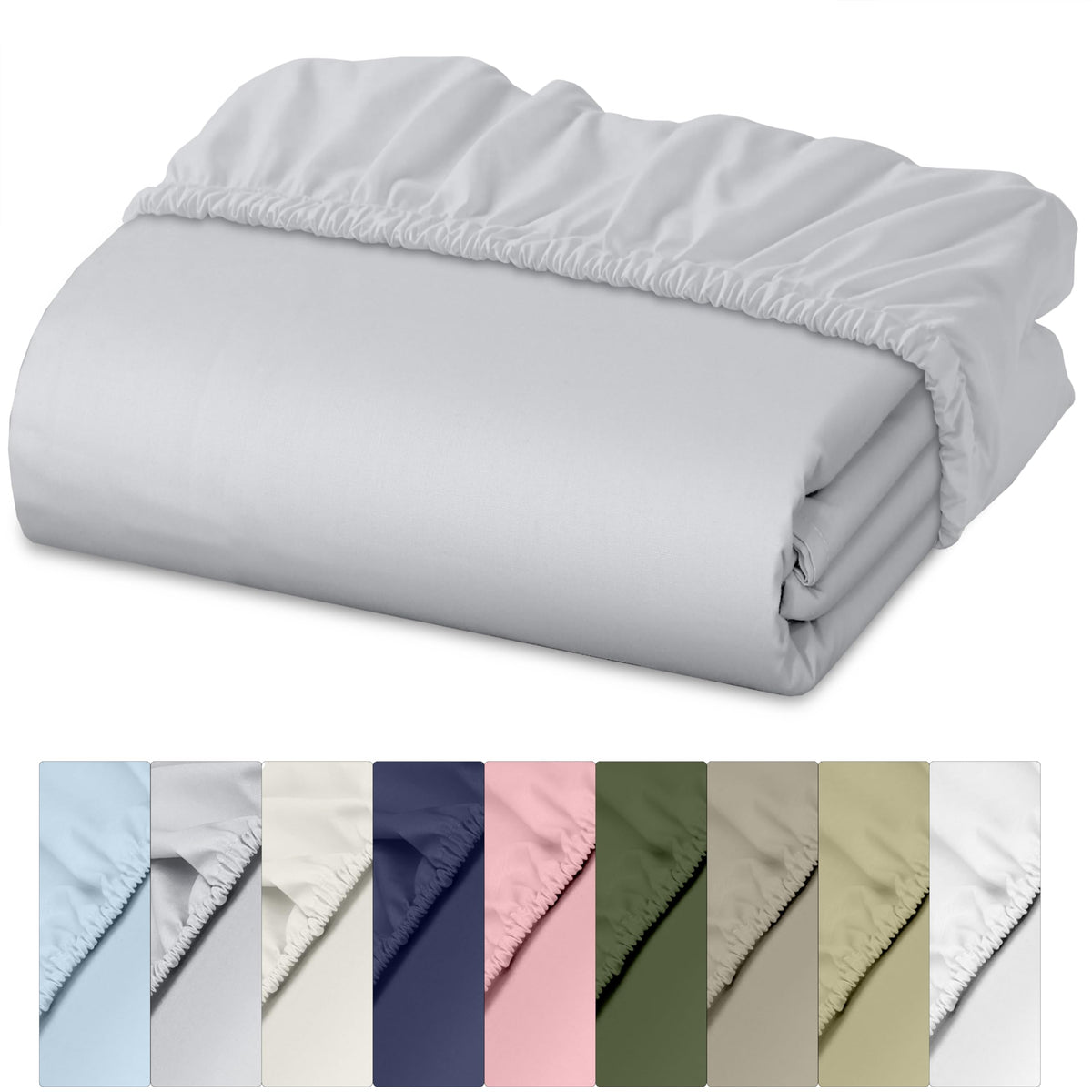 Ruvanti 100% Cotton Queen Fitted Sheet Only - Crispy Cooling Percale Sheet - Breathable & Durable Fitted Sheet Queen Size - Deep