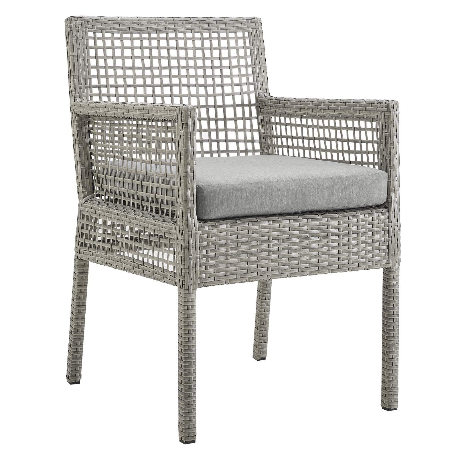 Modway Aura Wicker Rattan Outdoor Patio Two Dining Arm Chairs In Gray Gray