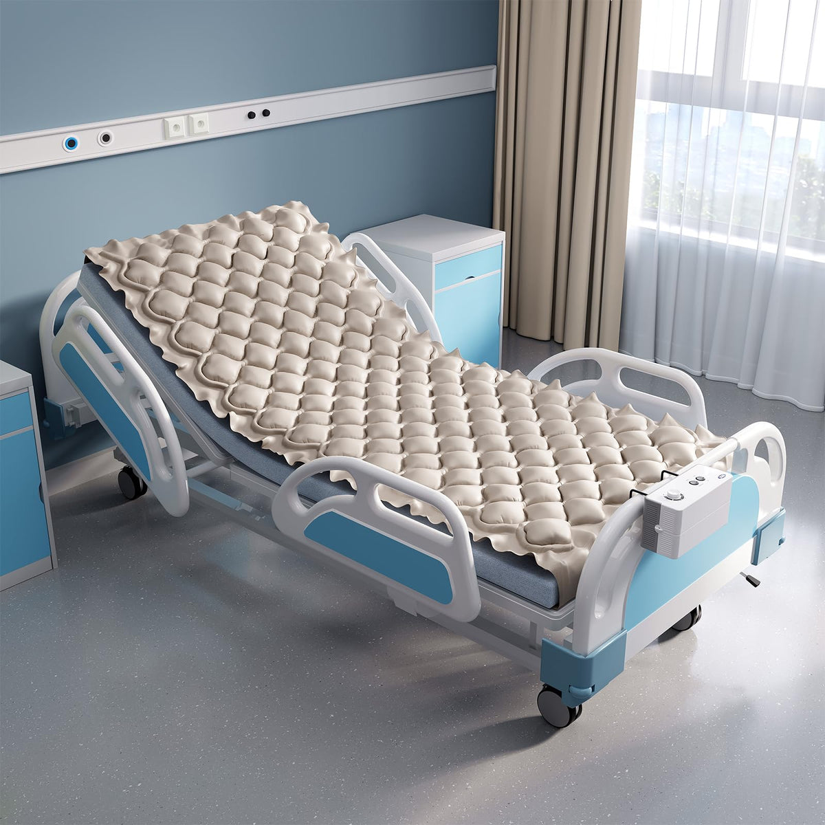 Vocic Alternating Air Pressure Mattress Pad, Bed Sore Prevention Solution Mattress Topper With 6-Setting Pump, Waterproof Pressu