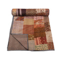 BOHEKANT Handicraft Silk Kantha Quilt Kantha Bed Cover Handmade Kantha Bedspread Kantha Blanket Throw03 (Twin, 60x90 Inches, Si