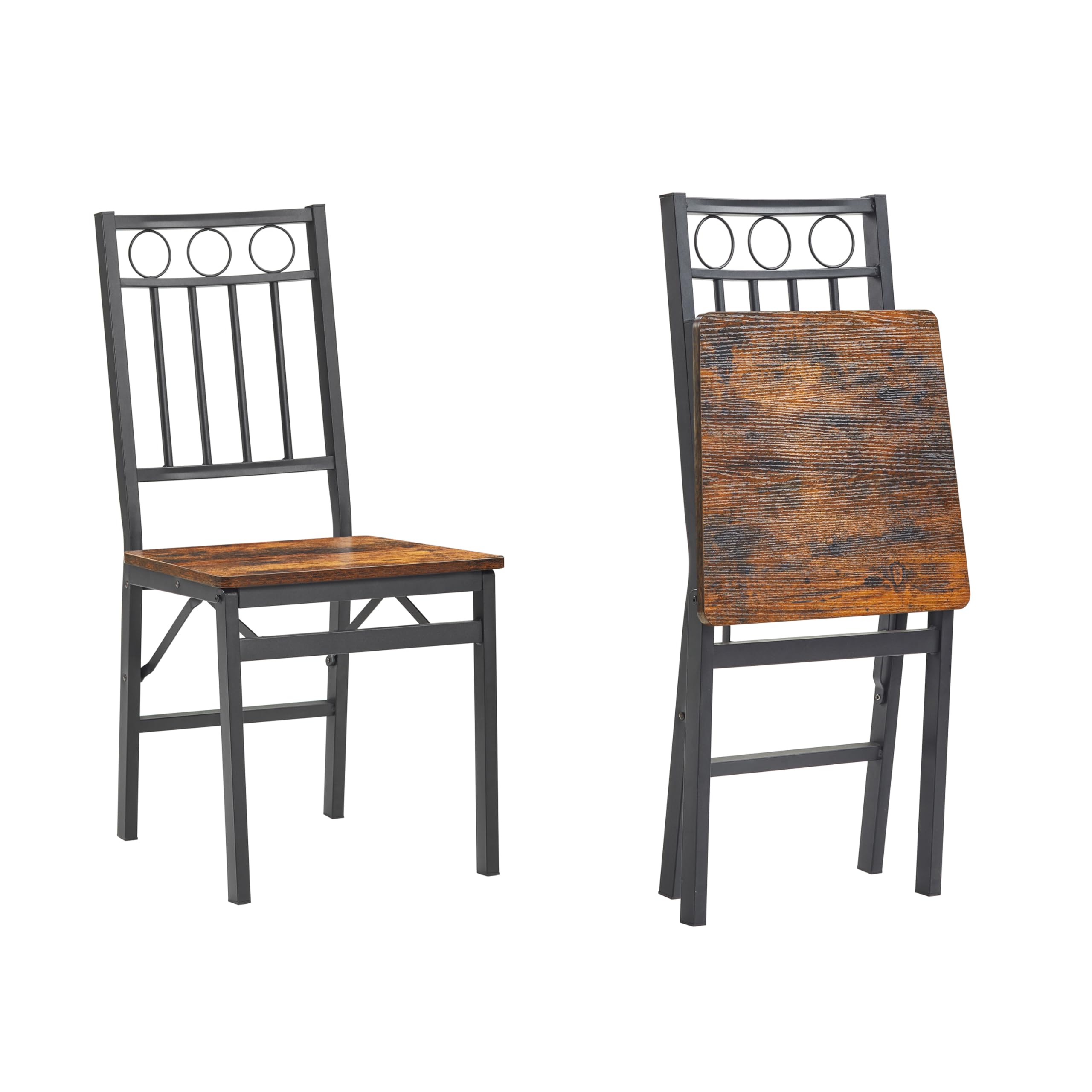 Join Iron Folding Dining Chair Set Of 2, Foldable Kitchen Chairs, Metal Frame, No Assembly Required, Easy To Store, Suitable For