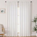 Lecloud Bessie Light Filtering Curtains 96 Inches Long 2 Panels, Faux Linen Textured Privacy Bedoom Curtains, Farmhouse Rod Pock