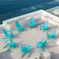 Poly Lumber Adirondack Chairs Set Of 8, Gray Adirondack Chairs With Cup Holder, 350Lbs Modern Adirondack Chair Weather Resistant, Plastic Patio Adirondack Chair For Fire Pit, Balcony, Backyard
