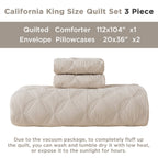 Litanika Beige California King Size Quilt Set - Oversized Summer Lightweight Comforter Bedspreads & Coverlets - Boho Farmhouse B