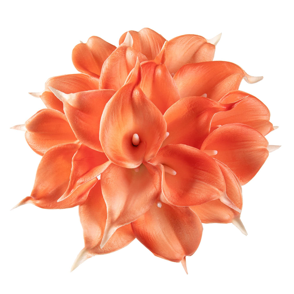 DuHouse 20Pcs Artificial Calla Lily Flower Real Touch Latex Flowers for DIY Wedding Bouquet Party Home Decor (Coral)