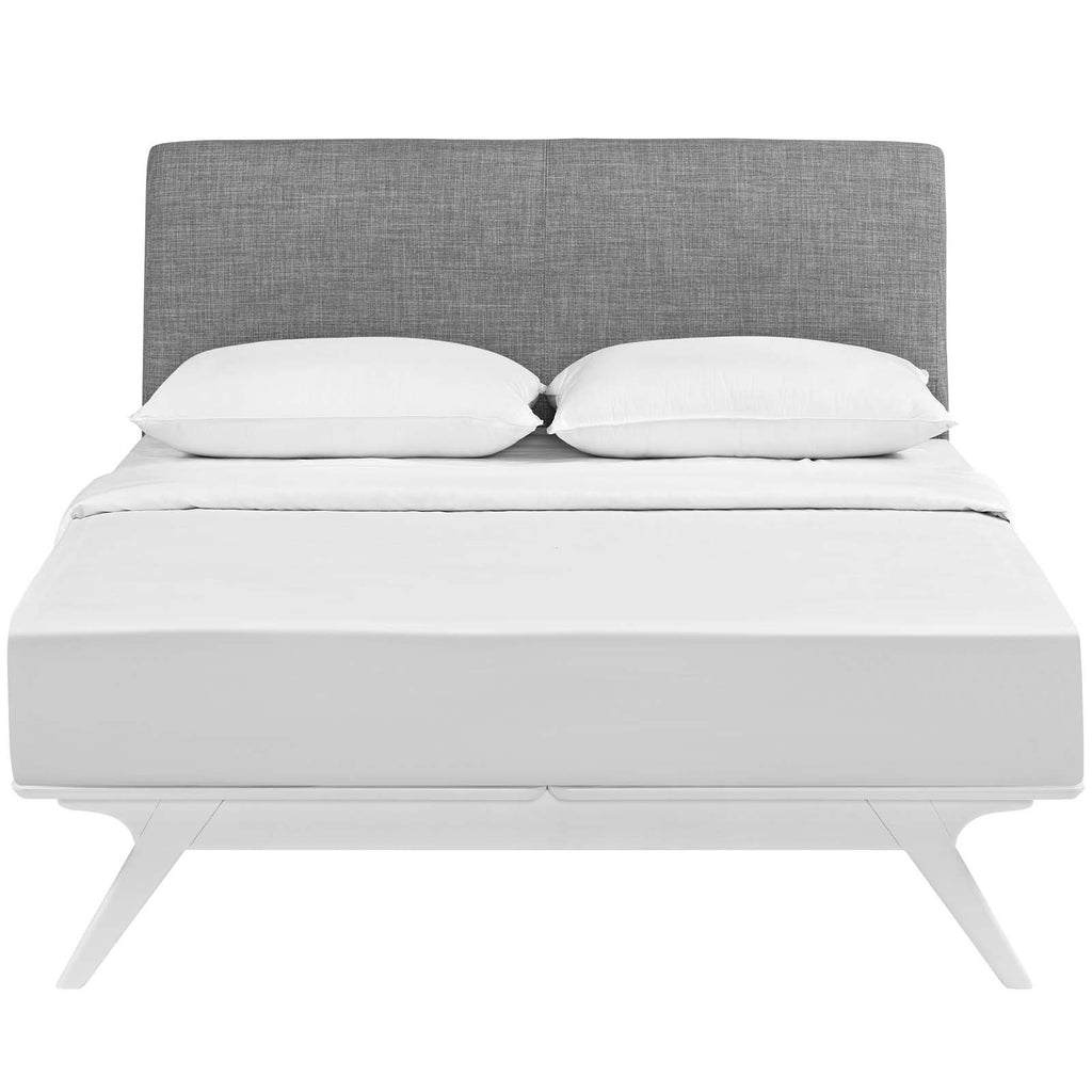 Modway Mod-5765-Whi-Gry Mid-Century Modern Wood Platform Bed, Full, White Gray