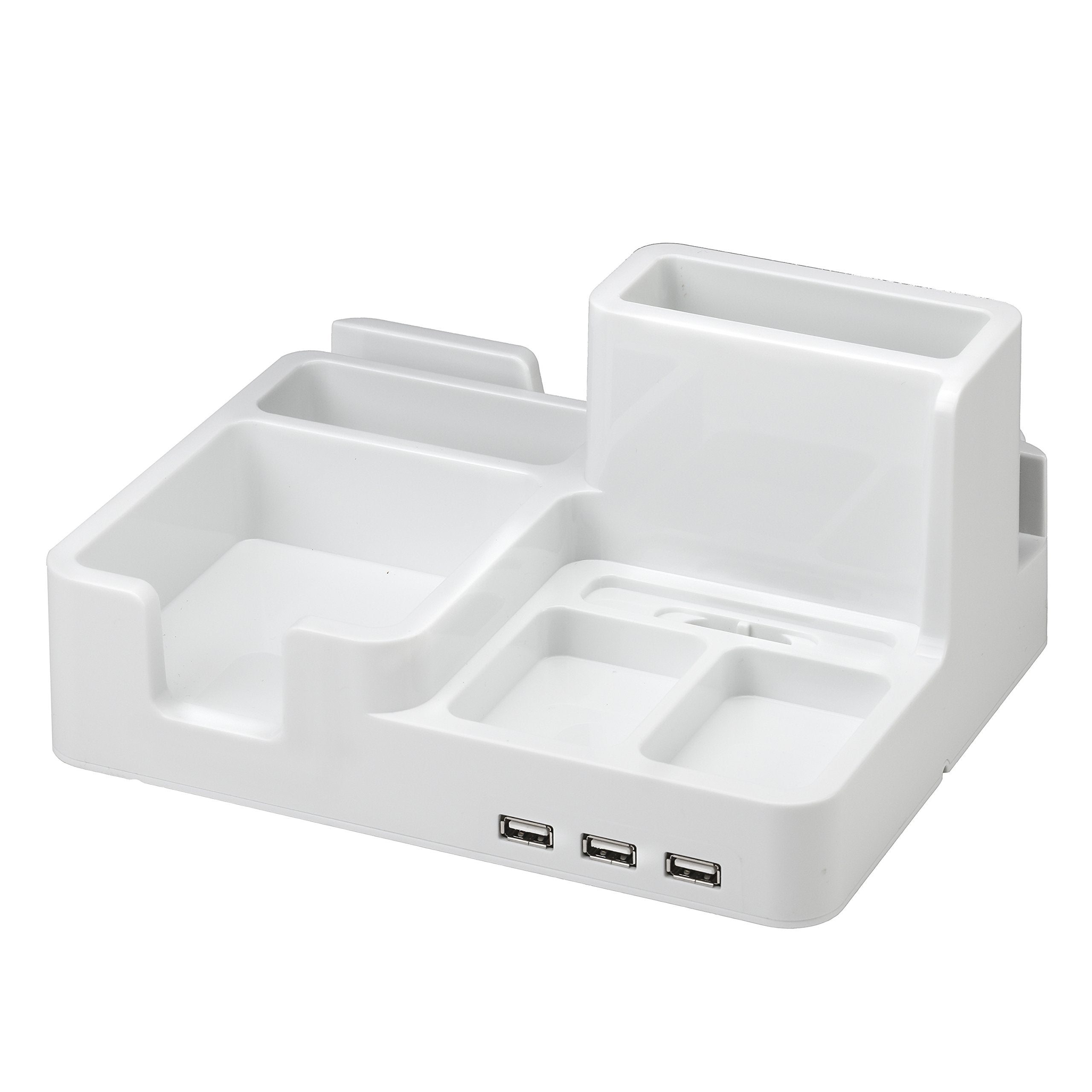 All-In-One Desk Organizer & Docking Station/Stand For Ipad/Iphone/Tablets/Smartphones With 3 Usb Ports
