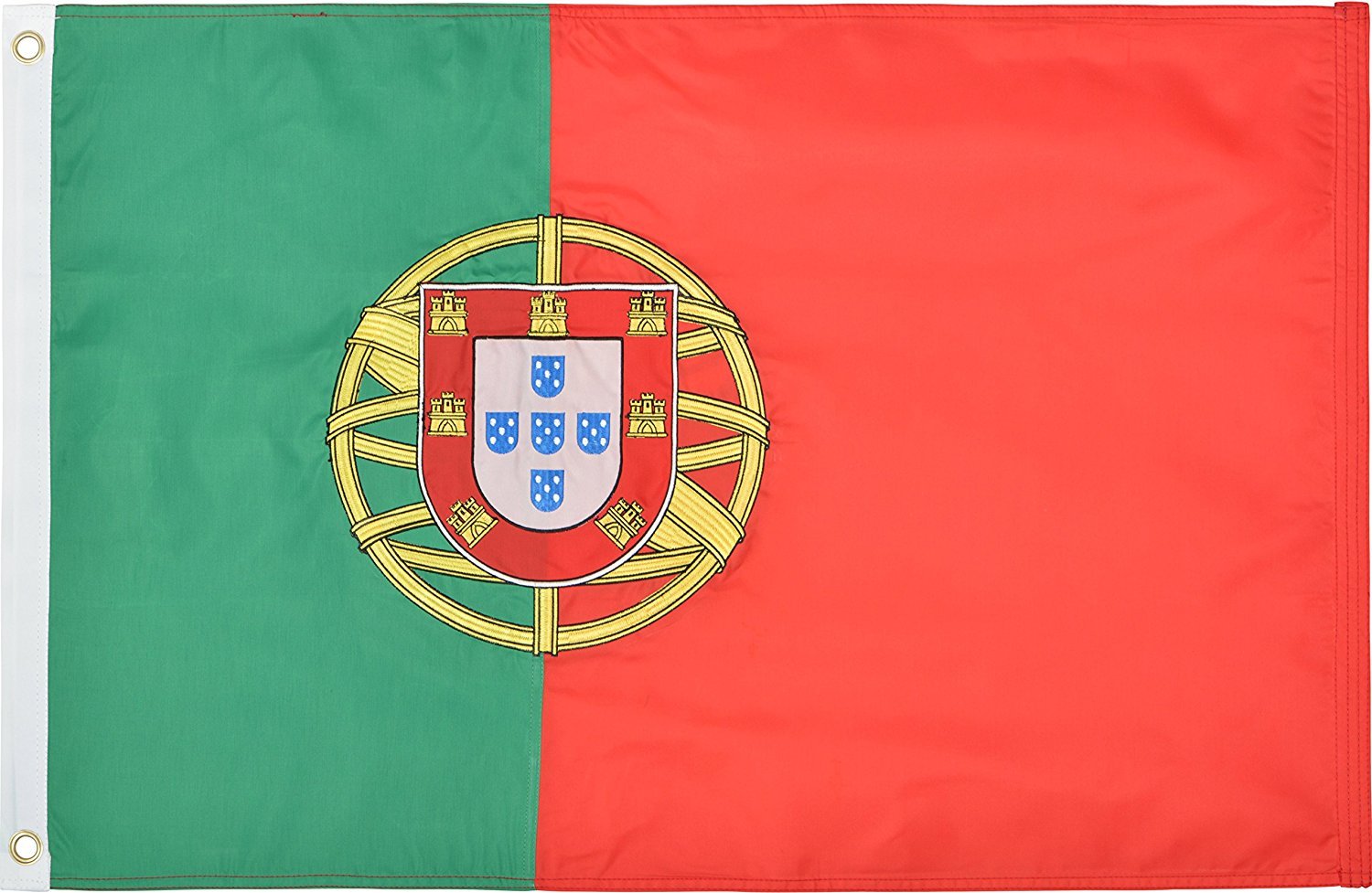 Portugal 3' X 5' Ft 210D Nylon Premium Outdoor Embroidered Portuguese Flag
