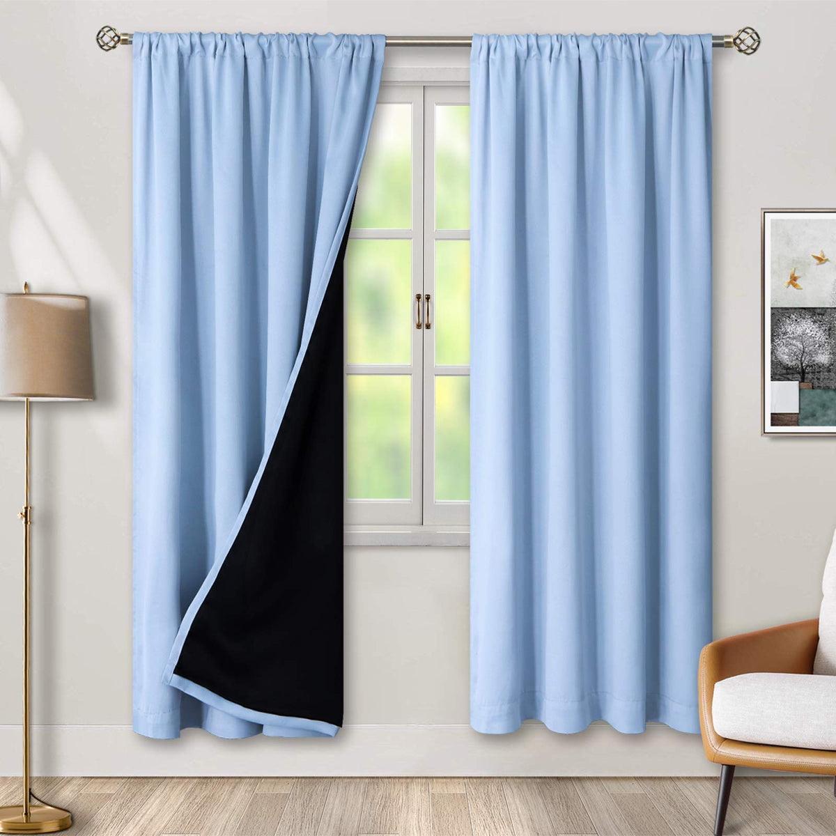 Bgment Blackout Curtains For Bedroom 2 Panels Set, 100% Black Out Bedroom Curtains Thermal Insulated Rod Pocket Double Layer Win