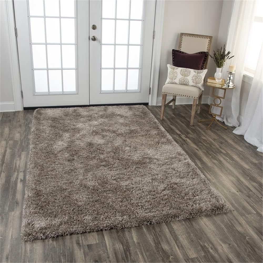 Rizzy Home Alora Decor Oregon 5'X7'6" Solid Shag Beige/Tone On Tone Tufted Area Rug