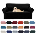 2025 New Stretch Loveseat Sofa Slipcovers Couch Cover For 2 Cushion Furniture Protector Sofa Covers With Elastic Bottom Jacquard Fabric Small Checks For Pets, Kids - Black