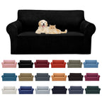 2025 New Stretch Loveseat Sofa Slipcovers Couch Cover For 2 Cushion Furniture Protector Sofa Covers With Elastic Bottom Jacquard Fabric Small Checks For Pets, Kids - Black