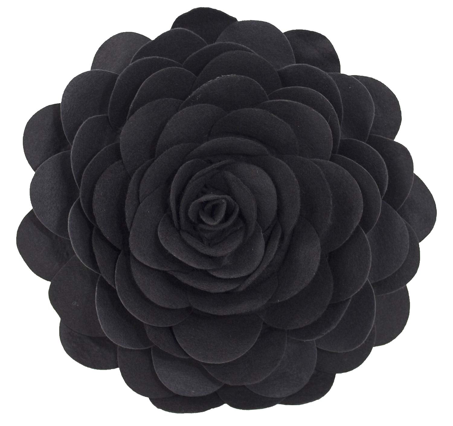 Fennco Styles Eva'S Flower Garden Decorative Throw Pillow 13' Round - Black Floral Accent Pillow For Home, Couch, Bed, Living R