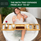 Royal Craft Wood Premium Bathtub Tray - Expandable Bath Tray For Tub - Unique House Warming Bath Tub Tray Wood - Luxury Bathtub