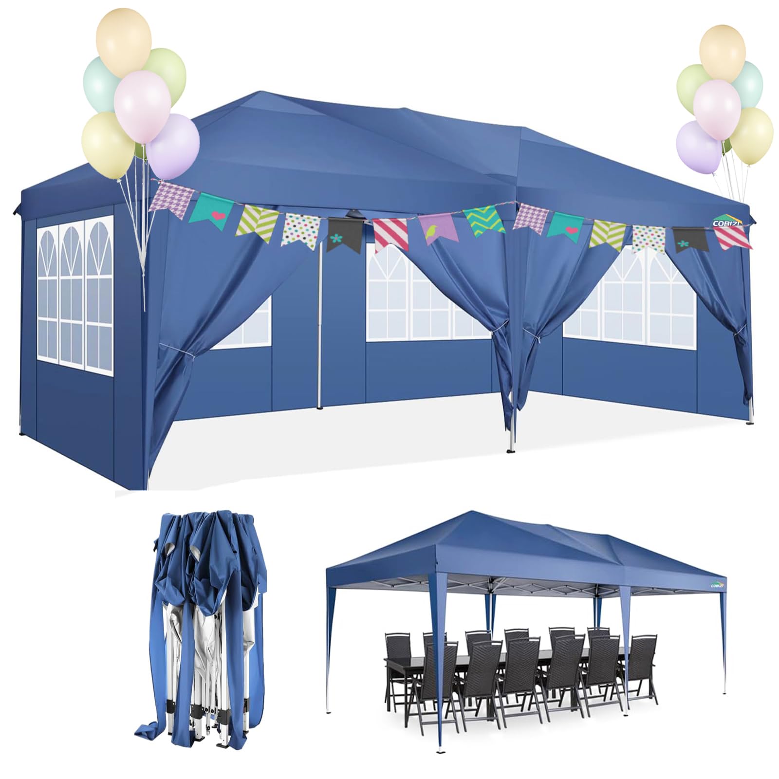 Cobizi 10X20 Pop Up Canopy Tent With Removable Sidewalls Waterproof Commercial Instant Shelter Outdoor Gazebo Party Tent Protabl