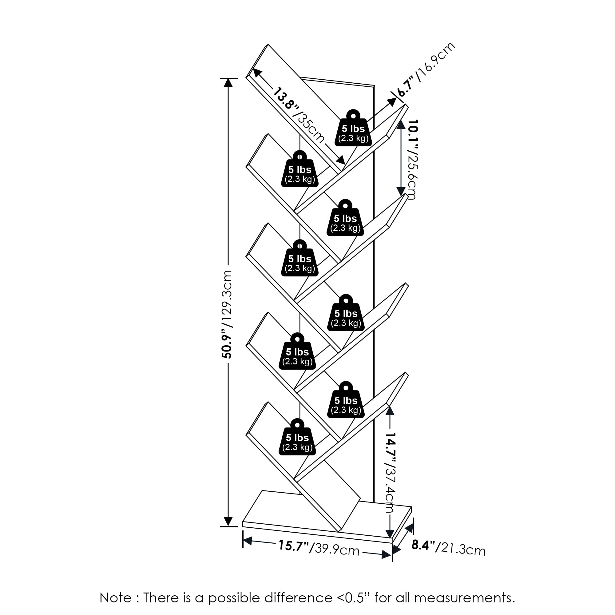 Furinno Tree Bookshelf 9-Tier Floor Standing Tree Bookcase, White
