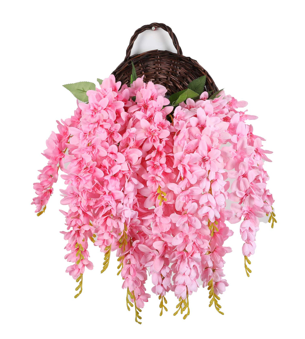 Duovlo Silk Wisteria Flower Artificial 2.13 Feet Hanging Wisteria Vine Fake Flower Bush String Home Party Wedding Decoration,Pac