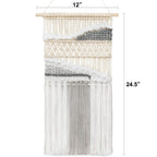 Mkono Macrame Wall Hanging Woven Boho Decor Gray Yarn Fringe Tassel Handmade Home Decoration For Bedroom Living Room Dorm Nurser