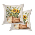 Baonews Summer Pillow Covers 18X18, Daisy Pillow Sunflower Pillow Covers Old Wood Box Throw Pillow Covers Digital Blended Hidden