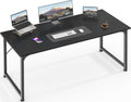 Huuger Computer Desk, 55 Inch Office Desk, Gaming Desk With Storage, Writing Desk Work Desk For Home Office, Study, Modern Simple Desk, Large Legroom, Metal Frame, Black
