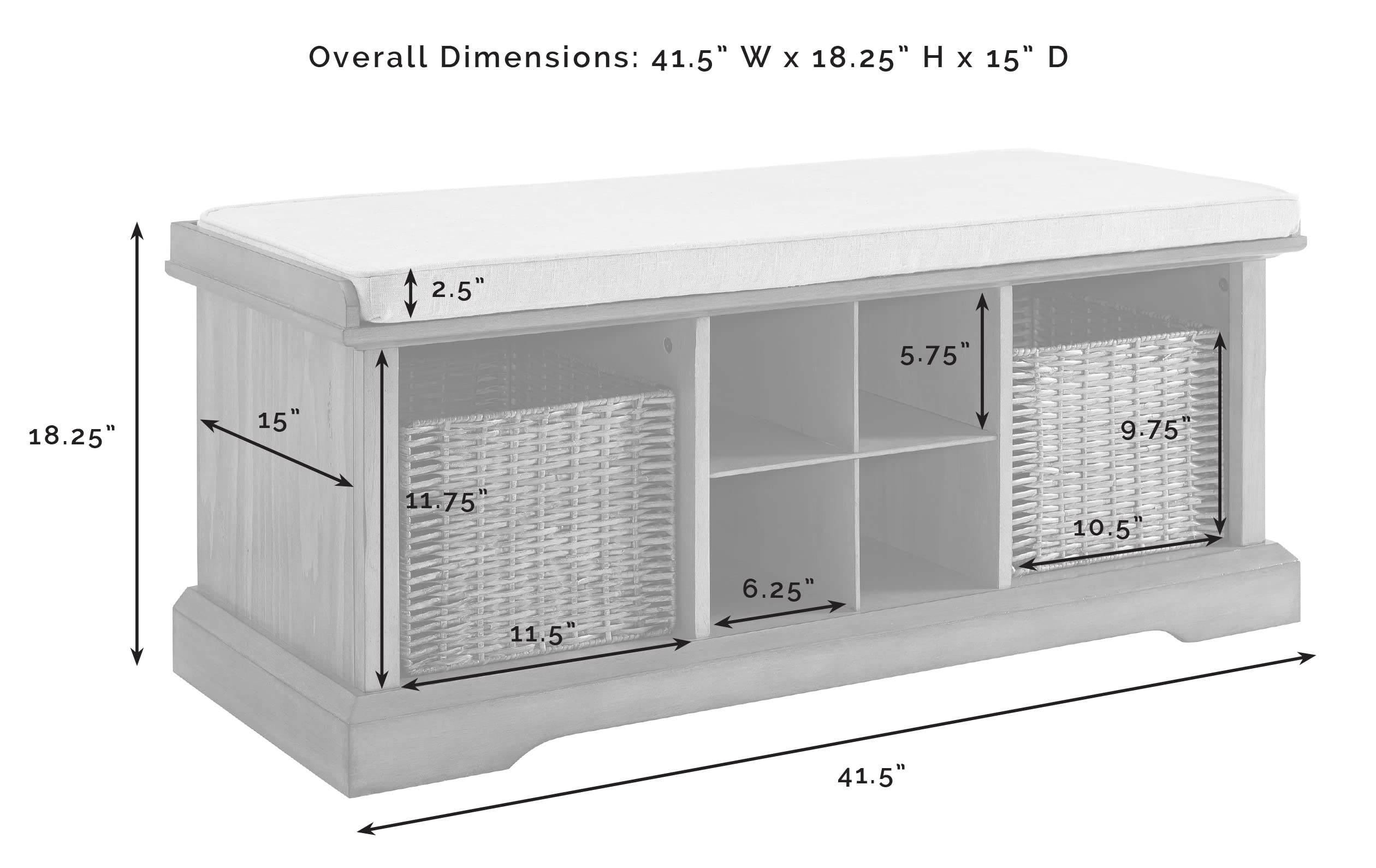 Crosley Furniture Brennan 2-Piece Entryway Set With Shoe Rack Bench And Wall-Shelf With Coat Hooks, Black