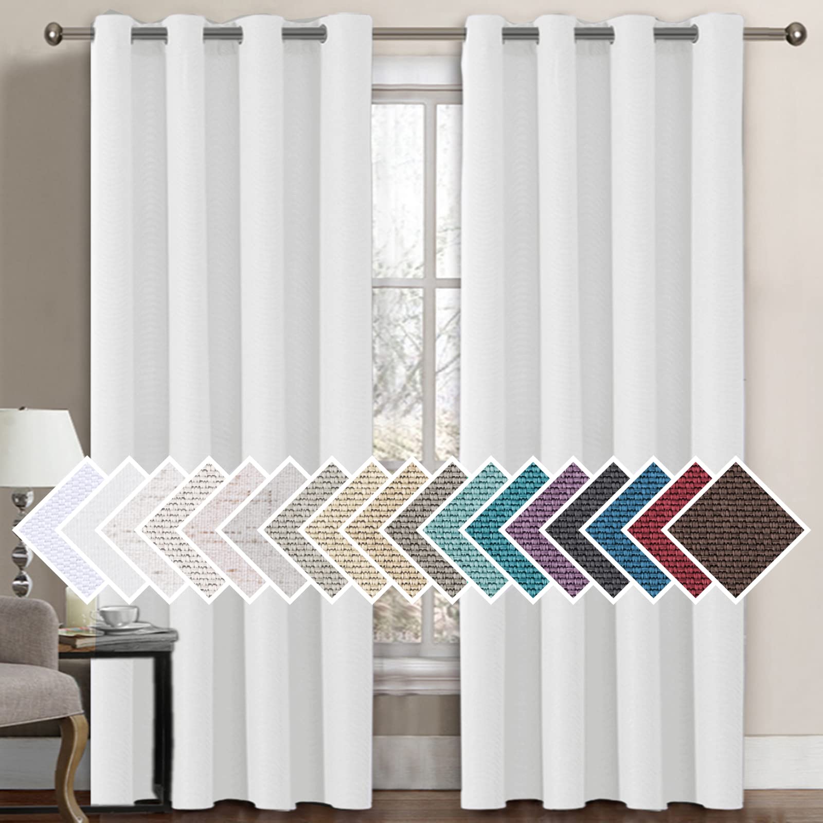 H.VERSAILTEX Linen Blackout Curtain 96 Inches Long for Bedroom/Living Room Thermal Insulated Grommet Linen Curtain Drapes Primit