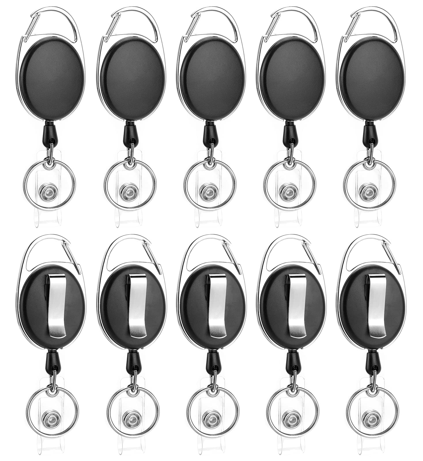20 Pack Retractable Badge Reel With Carabiner Belt Clip And Key Ring Retractable Id Badge Holders For Office Worker Doctor Nurse