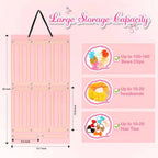 Hair Bows Holder W/Large Capacity, Hair Clips Storage Hanger W/ 16 Ribbons, Hair Bows Organizer, Baby Accessory Display W/Sturdy Rope, Wall Hanging For Girl Room, Nursery Decors