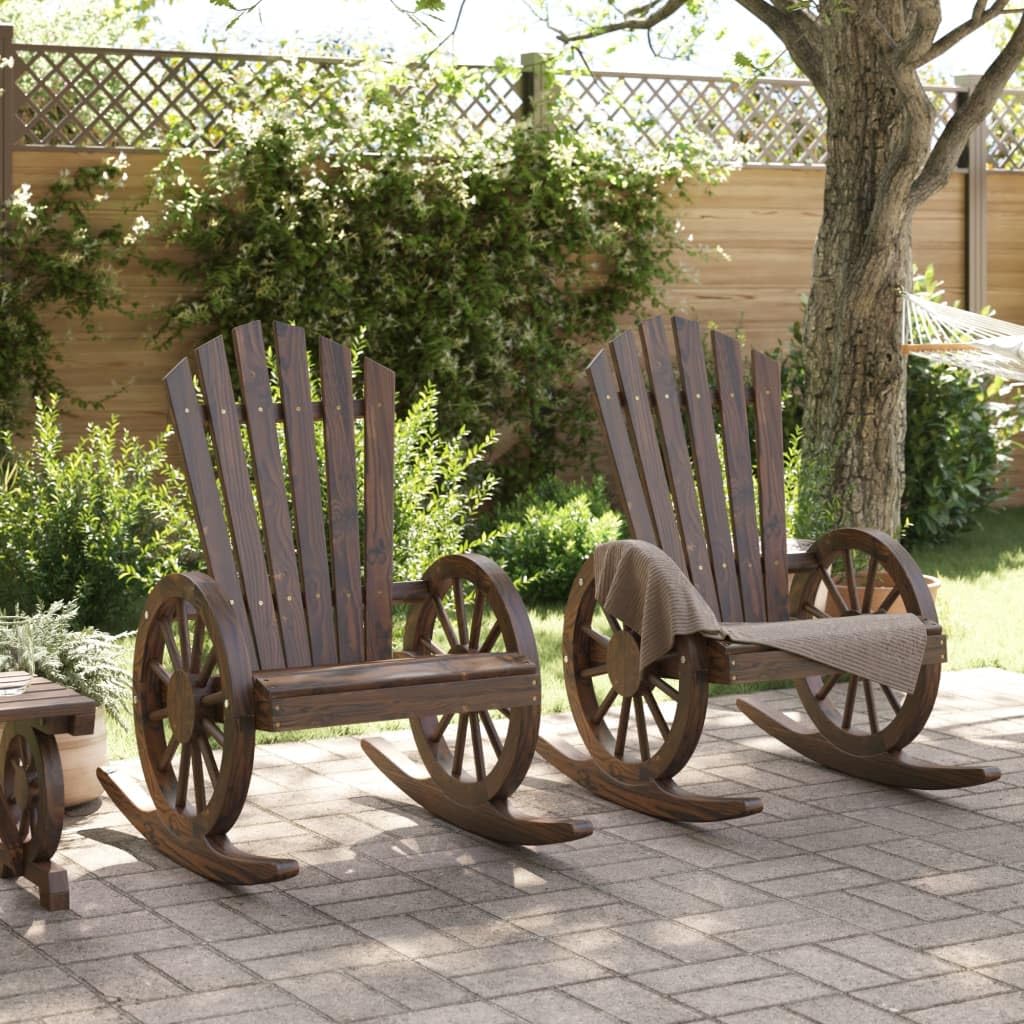 vidaXL Adirondack Rocking Chairs Set of 2 Solid Spruce Wood, 3207120
