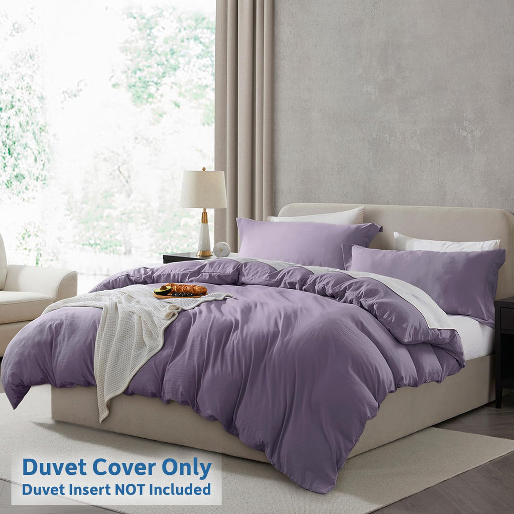 Nestl Grayish Purple Duvet Cover Full Size - Soft Prewashed Full Size Duvet Cover Set, 3 Piece, With Zipper Closure, 1 Duvet Cover 80X90 Inches And 2 Pillow Shams - No Comforter