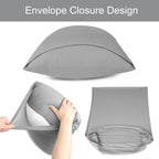 Jersey Knit Pillow Cases Standard/Queen Set Of 2 - Grey Pillowcases With Ultra Soft T-Shirt Like Microfiber Blend - Envelope Clo