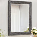 AAZZKANG Wall Mirror with Wood Frame Rectangle Rustic Mirror Decorative Farmhouse Bedroom Bathroom Hanging Mirror Wall Decor