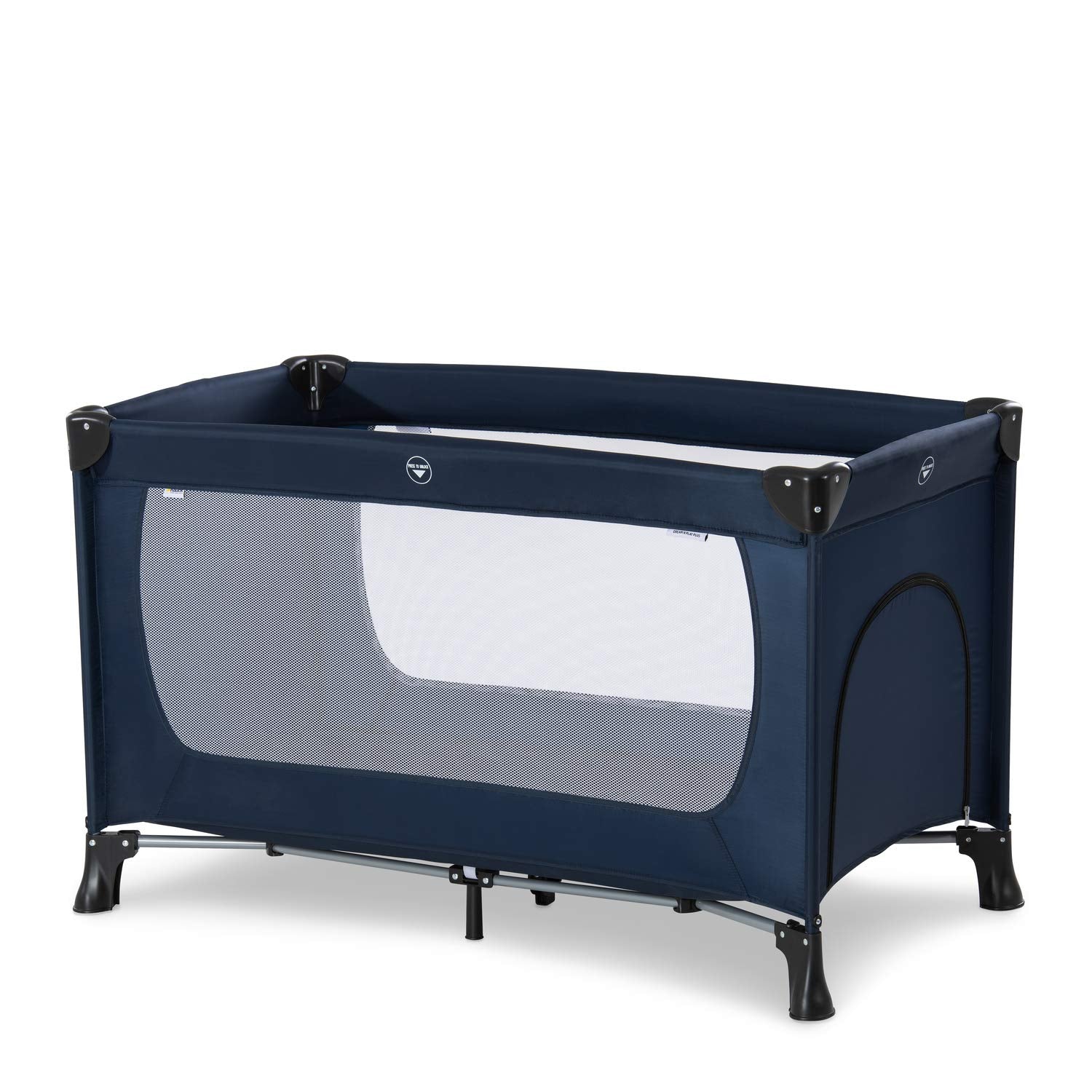 Hauck Sleep N Play Go Plus Portable Travel Crib - Compact, Mobile Folding Bed, With Wheels, Foldable Mattress, and Storage Bag -