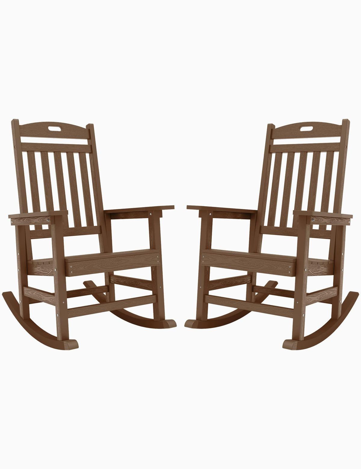 Yefu Outdoor Rocking Chair, Patio Rocking Chair Set Of 2 With High Back, Poly Rocking Chair Look Like Real Wood, Widely Used For Porch, Backyard, Indoor And Garden,380Lb Heavy Duty(Teak)
