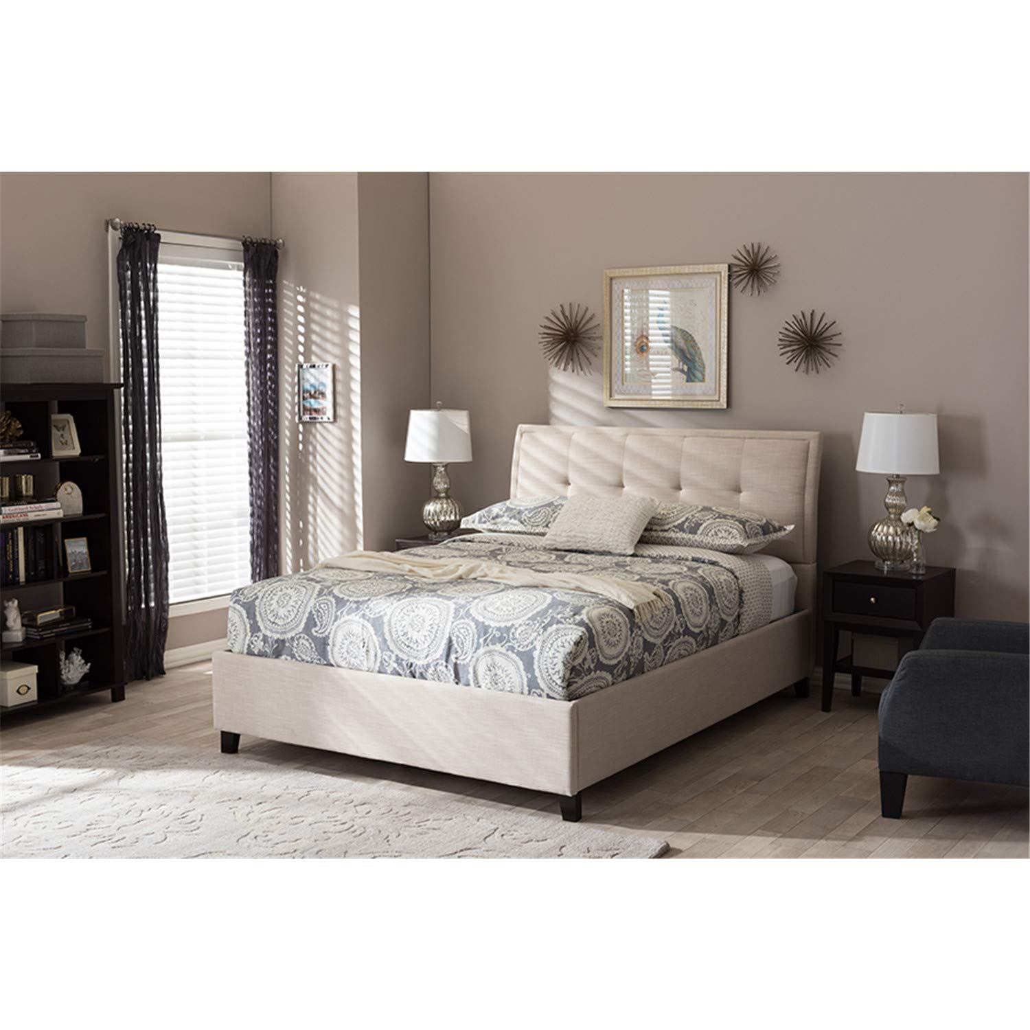 Baxton Studio Lea Queen Platform Bed in Beige