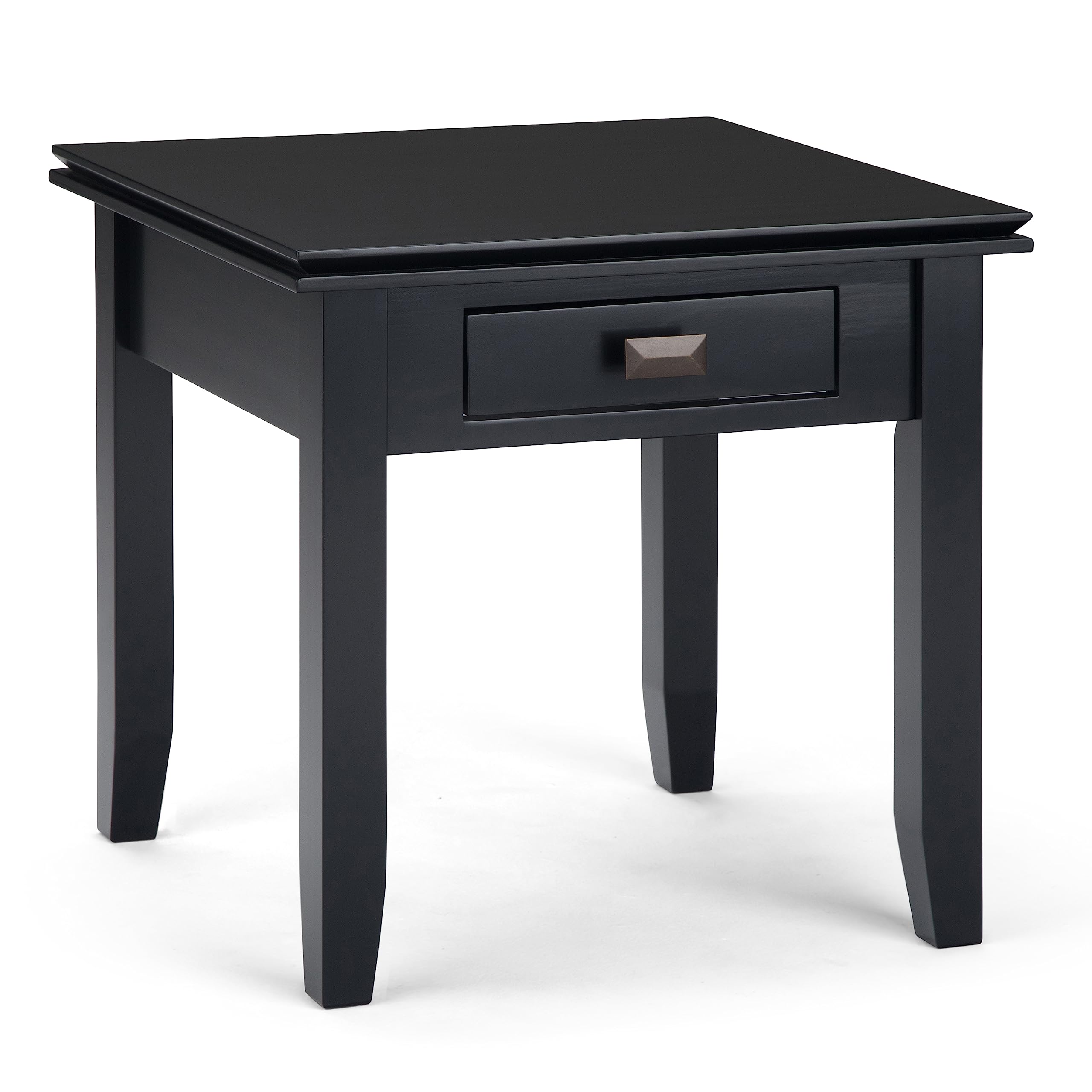 SIMPLIHOME Artisan SOLID WOOD 21 inch Wide Square Transitional End Side Table in Black for the Living Room and Bedroom