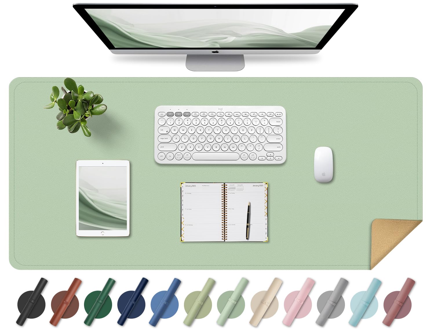 Non Slip Desk Mat, 31.5' X 15.7' Pu Leather Desk Pad, Cork Desk Mat For Desktop, Desk Pad For Keyboard And Mouse, Ideal For Of