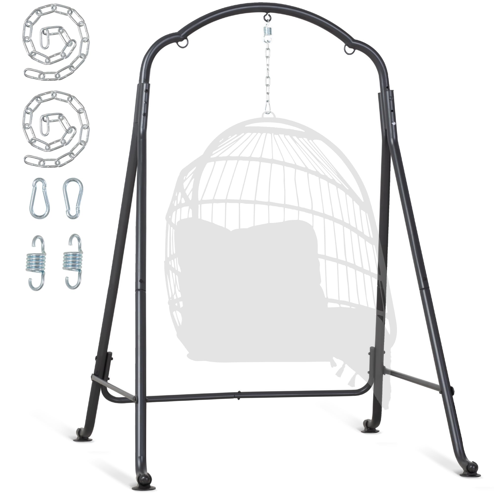 SUNCREAT Hammock Chair Stand, Heavy-Duty Steel Swing Stand, 400lbs Capacity, Multi-Use Hanging Chair Stand for Outdoor Indoor, H