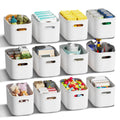 ORGIDOL 12 Pack White Plastic Storage Bins, Storage Container for Organizing, Storage Boxes with Handle for Shelves, Cute Organi
