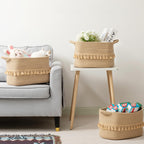 Teokj Storage Basket 3 Pack For Organizing, Rope Cotton Baskets For Toy, Clothes, Blankets, Decorative Basket For Living Room, Nursery, Bathroom, Jute