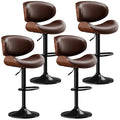 Aowos Bar Stools Set of 4, Adjustable Swivel Leather Bar Stools for Kitchen Island, Mid Century Modern Counter Height Bar Chairs