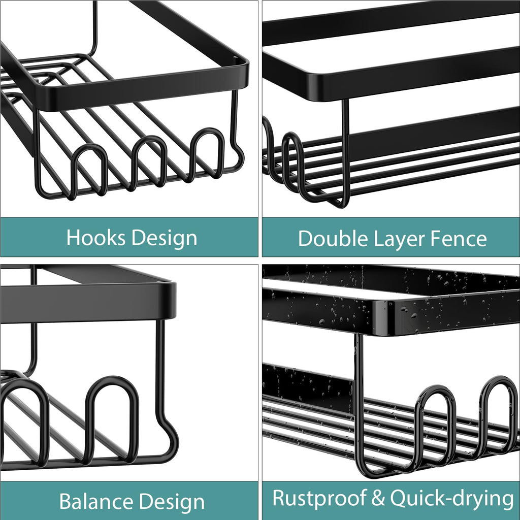 Storageright Corner Shower Caddy, 3 Pack Adhesive Bathroom Accessories With Soap Holder, Storage Stainless Shower Organizer Shel