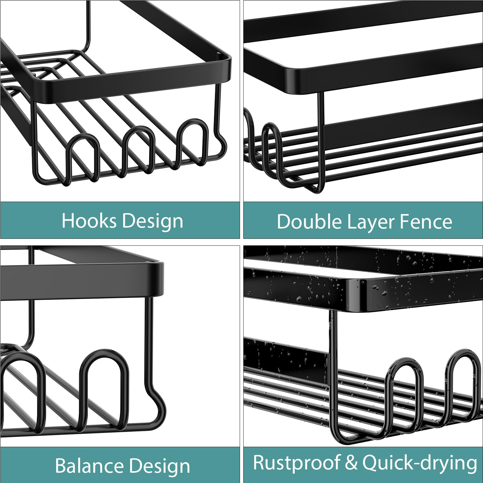 Storageright Corner Shower Caddy, 3 Pack Adhesive Bathroom Accessories With Soap Holder, Storage Stainless Shower Organizer Shel