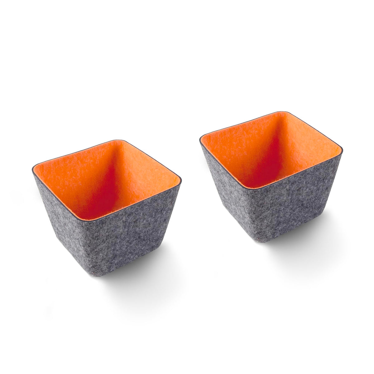 Three by Three Seattle Tapered Felt Storage Bins 2Pack 5x5 Charcoal/Orange
