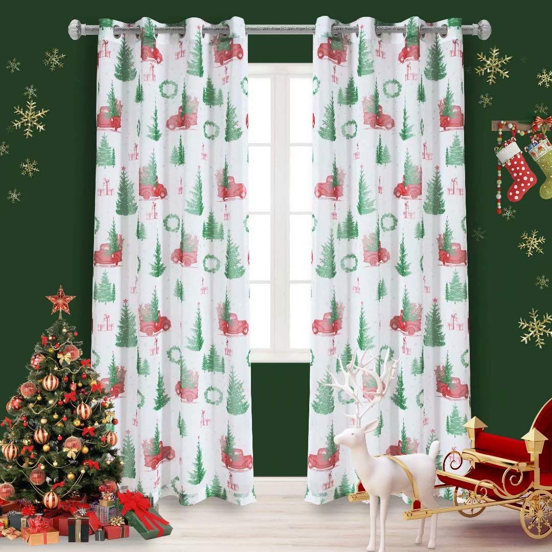 Lordtex Christmas Sheer Curtains For Living Room And Bedroom - Textured Faux Linen White Sheer Curtains, Semi Voile Light Filter