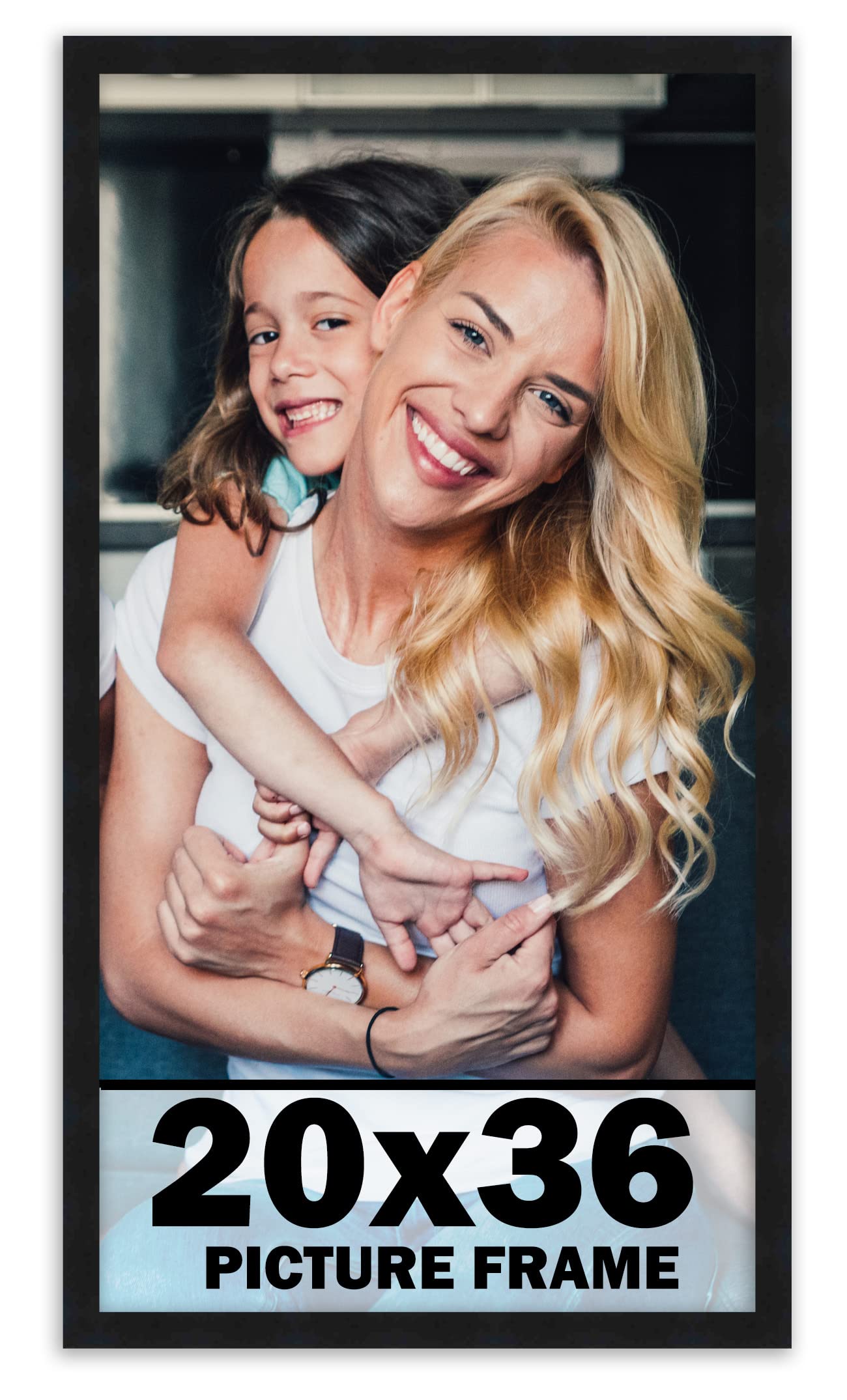 20x36 Frame Black Picture Frame - Complete Modern Photo Frame Includes UV Acrylic Shatter Guard Front, Acid Free Foam Backing Bo