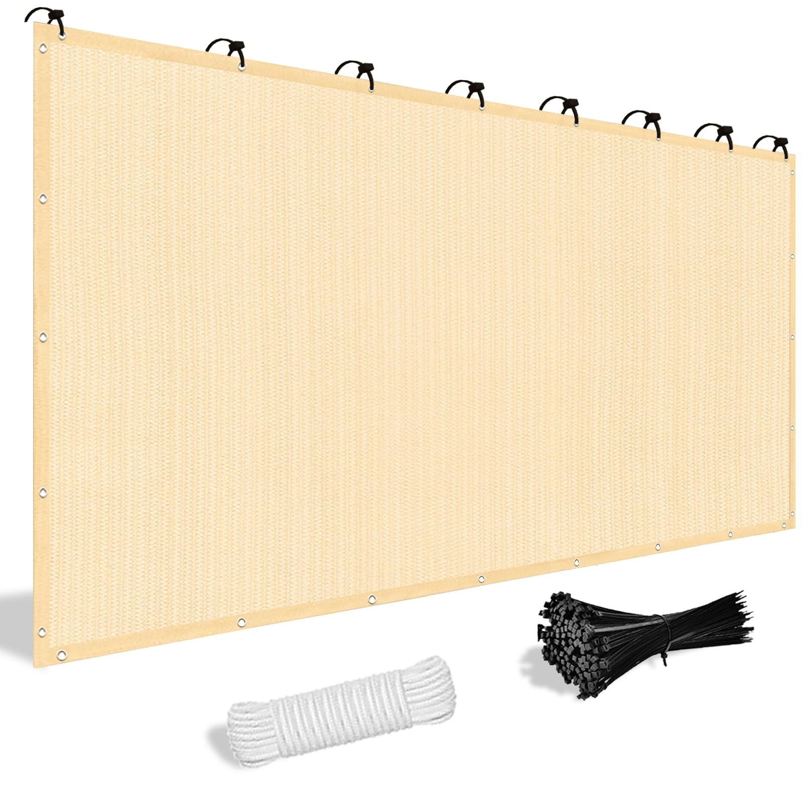 Shade&Beyond Customized Size 4' X 16' Shade Cloth With Grommets, 90% Uv Protection Uv Protection Mesh Tarp Sun Screens For Patio