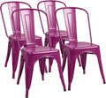 Furmax Metal Dining Chair Indoor Outdoor Use Stackable Classic Trattoria Chair Chic Dining Bistro Cafe Side Metal Chairs Set of 