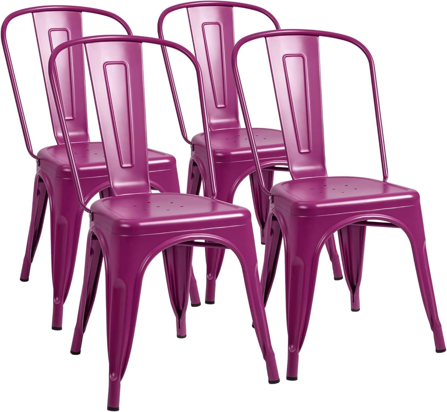 Furmax Metal Dining Chair Indoor Outdoor Use Stackable Classic Trattoria Chair Chic Dining Bistro Cafe Side Metal Chairs Set of 